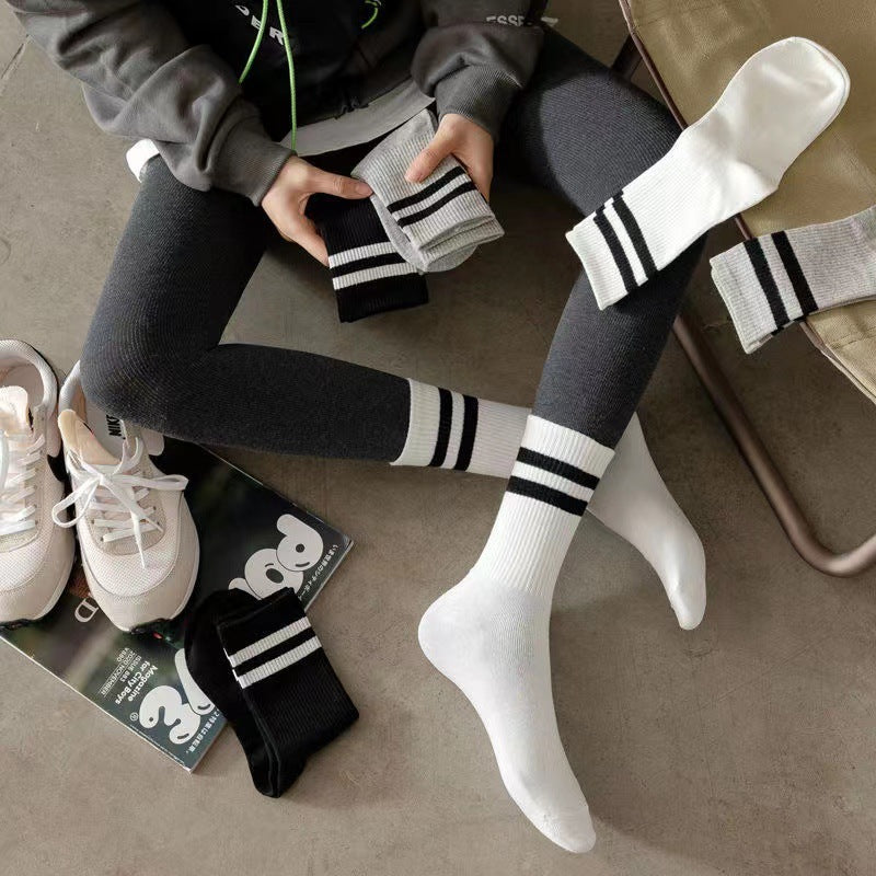 Striped Athletic Crew Socks | Moisture-Wicking Running Socks for Women