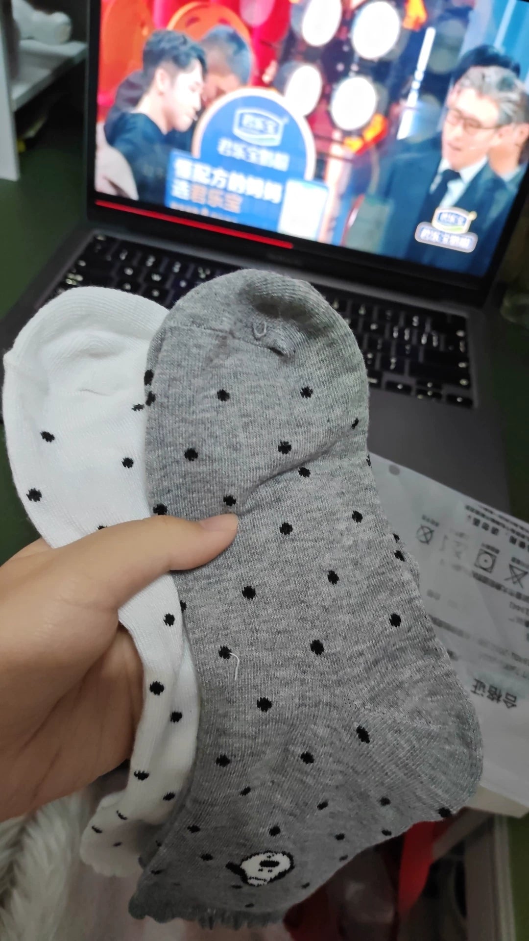 Cute Embroidered Dog Polka Dot Crew Socks for Women
