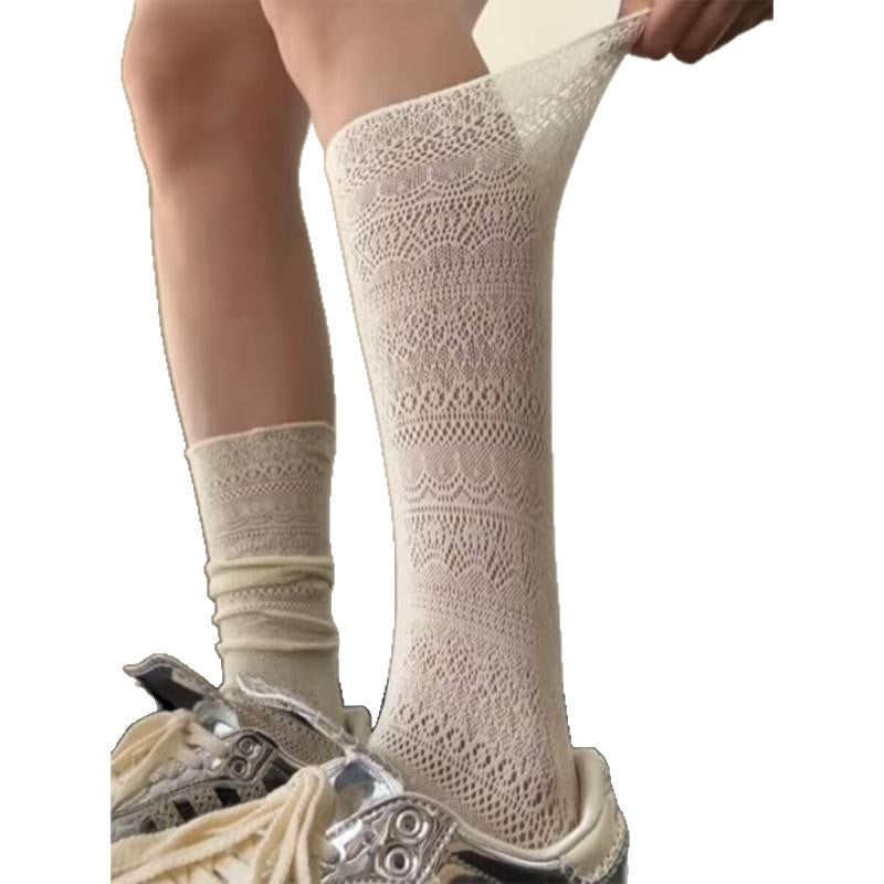 Lace Knee High Slouch Socks | Thin Breathable Summer Socks for Women