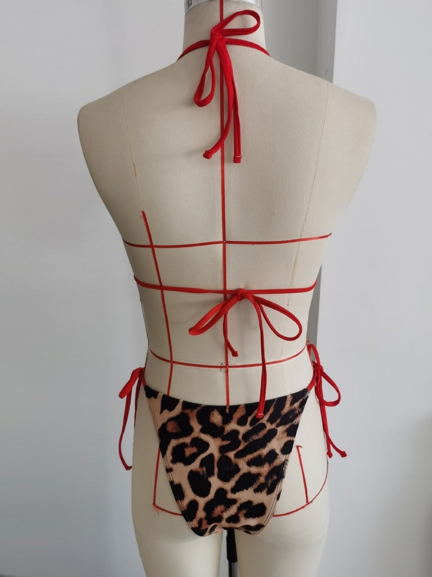 Leopard Print Backless Tie-Side Bikini | Women's Beach Swimwear
