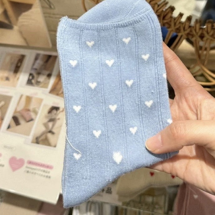 Cute Heart Print Ankle Socks for Women | Soft Cotton Everyday Socks