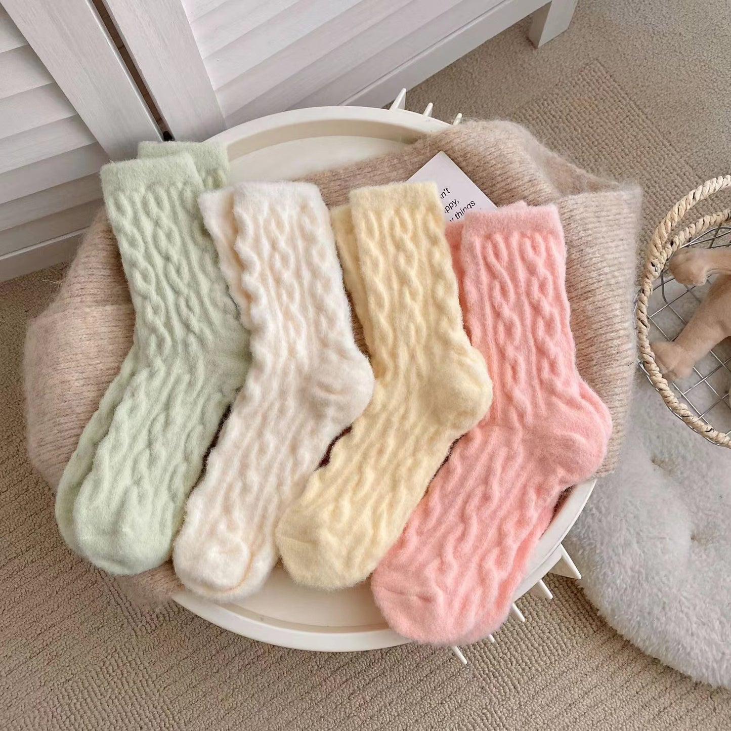 Cozy Fuzzy Crew Socks for Women | Warm Thick Winter Lounge