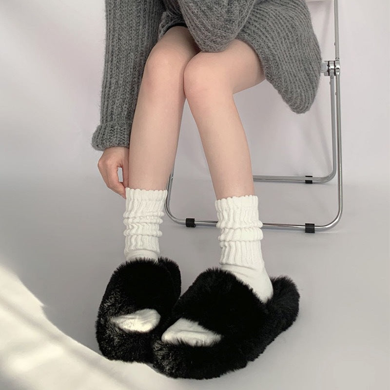 Cozy Slouchy Crew Socks for Women | Thick Solid Casual Socks