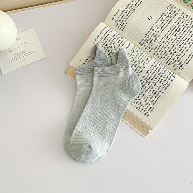 Embroidered Crown No-Show Socks | Breathable Summer Mesh Socks for Women