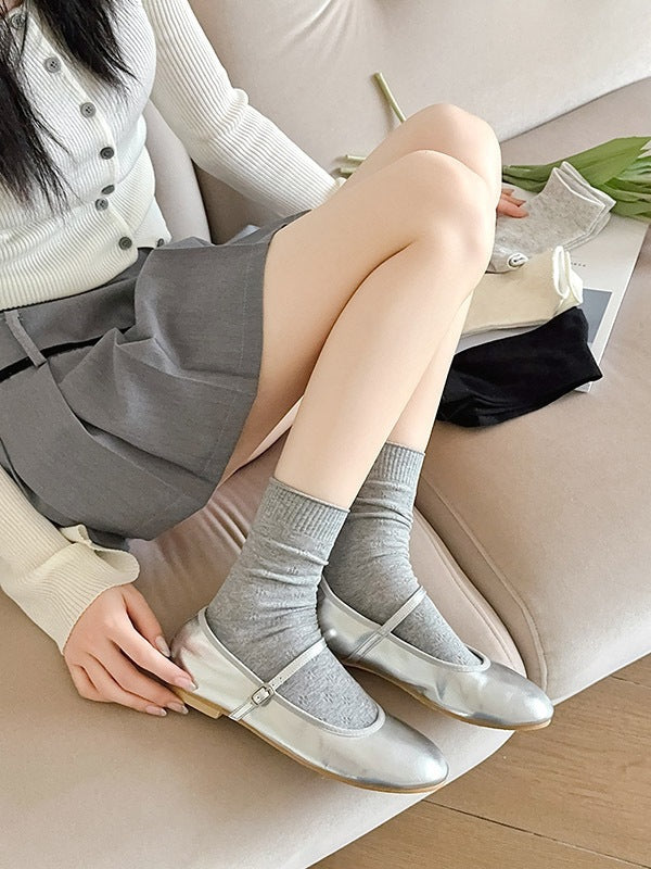 Clover Pattern Crew Socks for Women | Breathable Thin Summer Socks