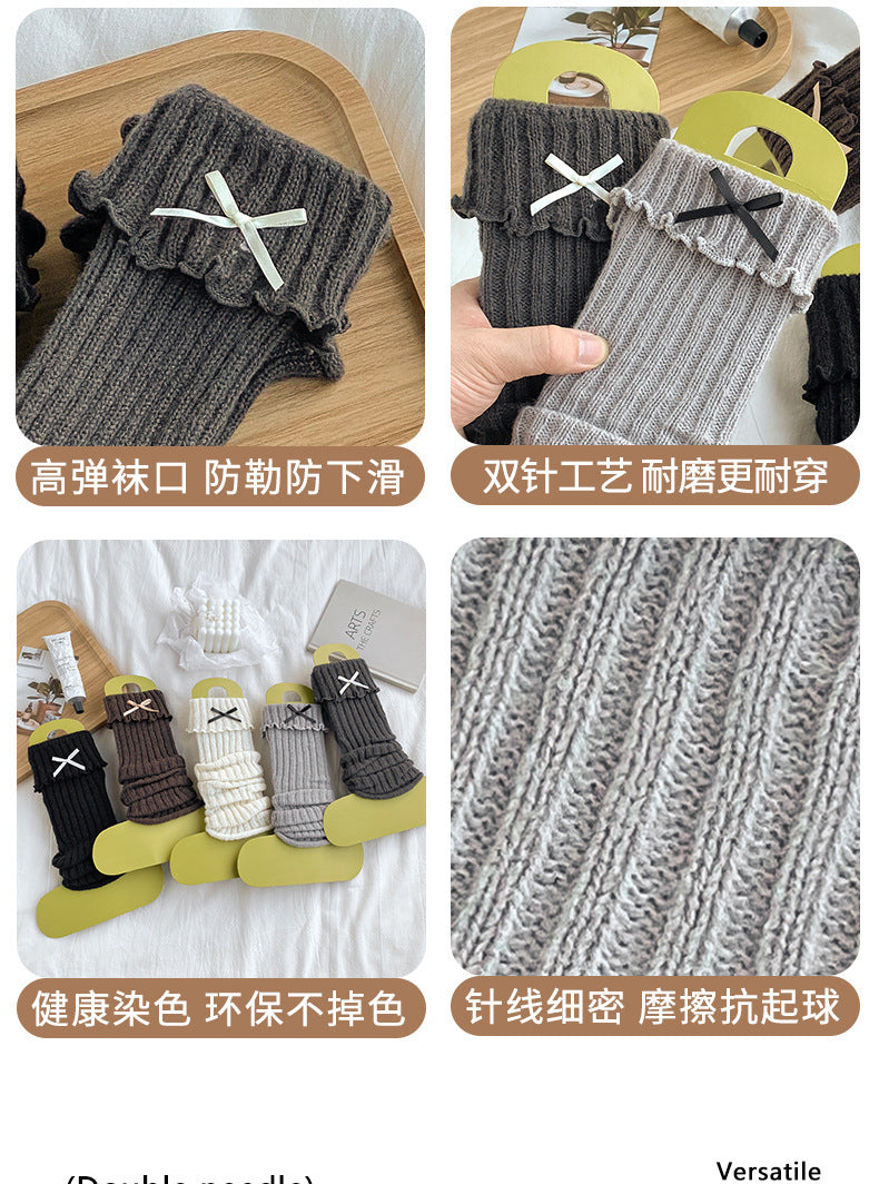Cozy Ruffled Bow Slouch Socks for Women | Warm Winter JK Socks