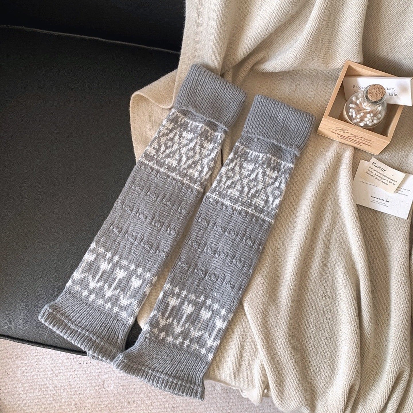 Fair Isle Knit Slouch Leg Warmers | Cozy Socks for Women