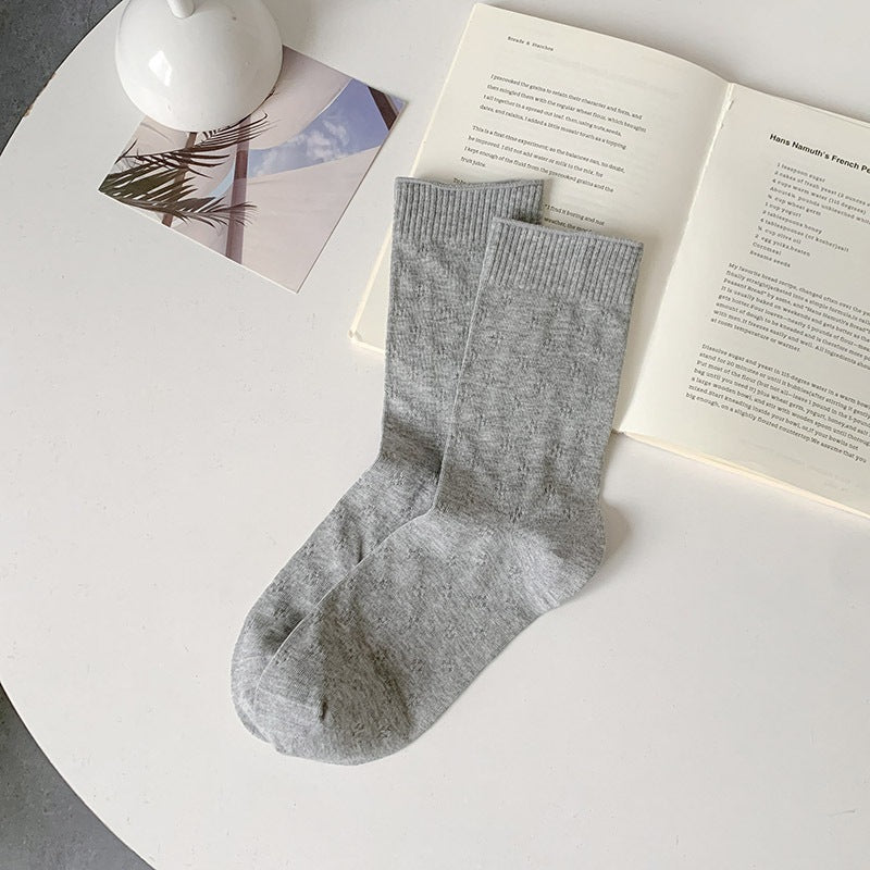 Clover Pattern Crew Socks for Women | Breathable Thin Summer Socks
