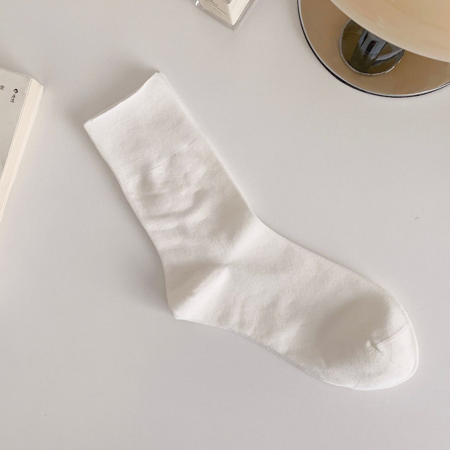 Seamless Cotton Crew Socks for Women | Loose Top Everyday Socks