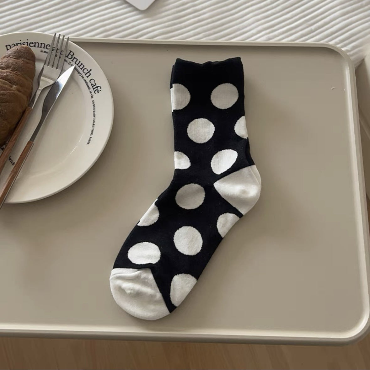 Women's Polka Dot Cotton Crew Socks | Trendy Casual Patterned Socks