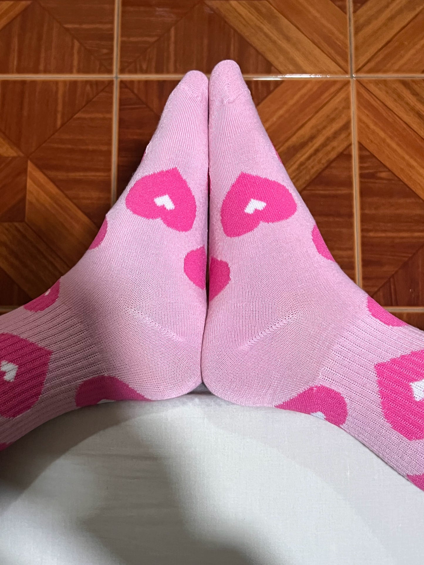Cute Patterned Pink Crew Socks for Women | Trendy Casual Socks