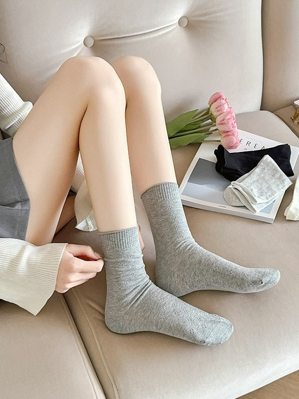 Clover Pattern Crew Socks for Women | Breathable Thin Summer Socks