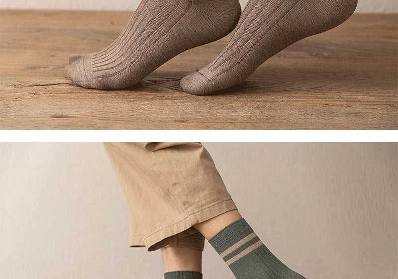 Men's Striped Cotton Crew Socks | Breathable All-Season Everyday