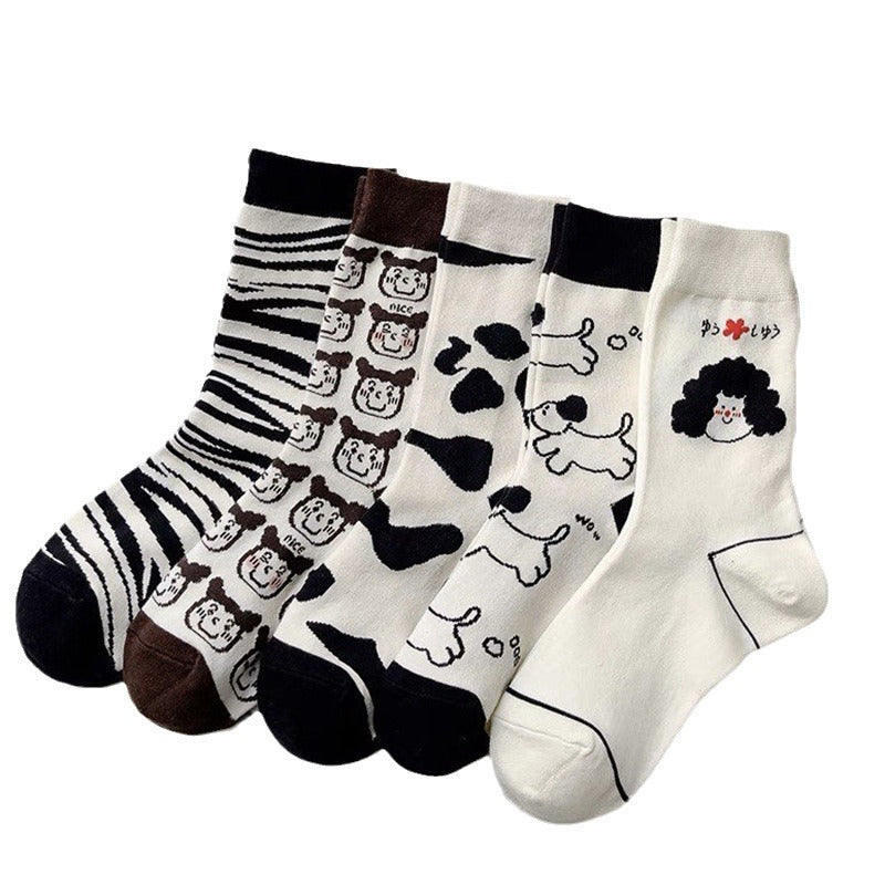 Cute Cartoon Novelty Crew Socks | Fun Patterned Cotton Socks for Women