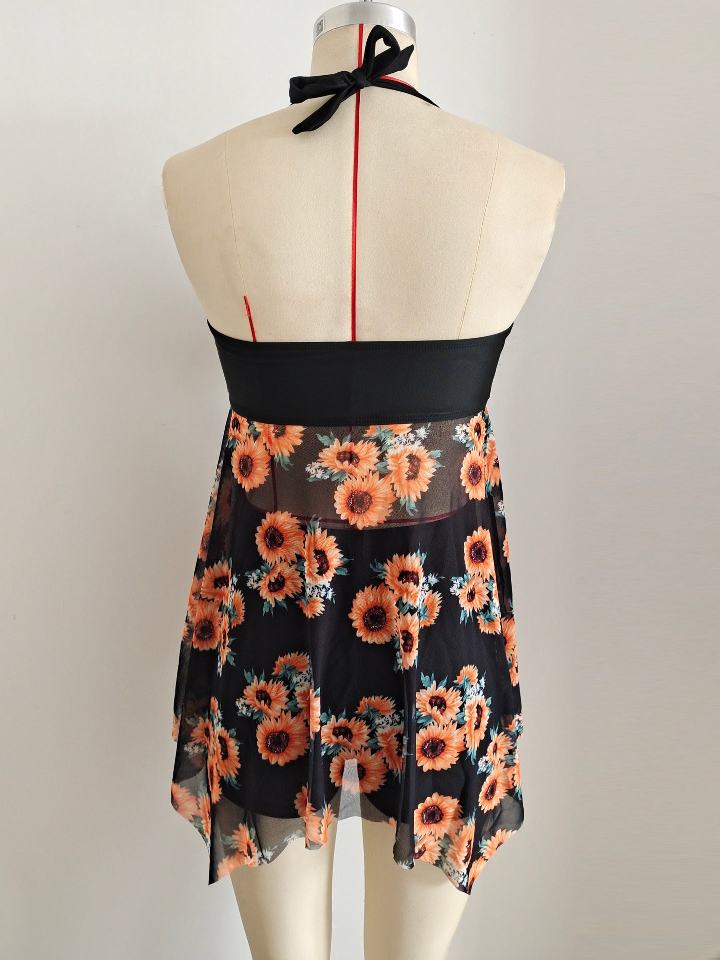 Halter Sunflower Skirted Two-Piece | Women's Beach Swimwear