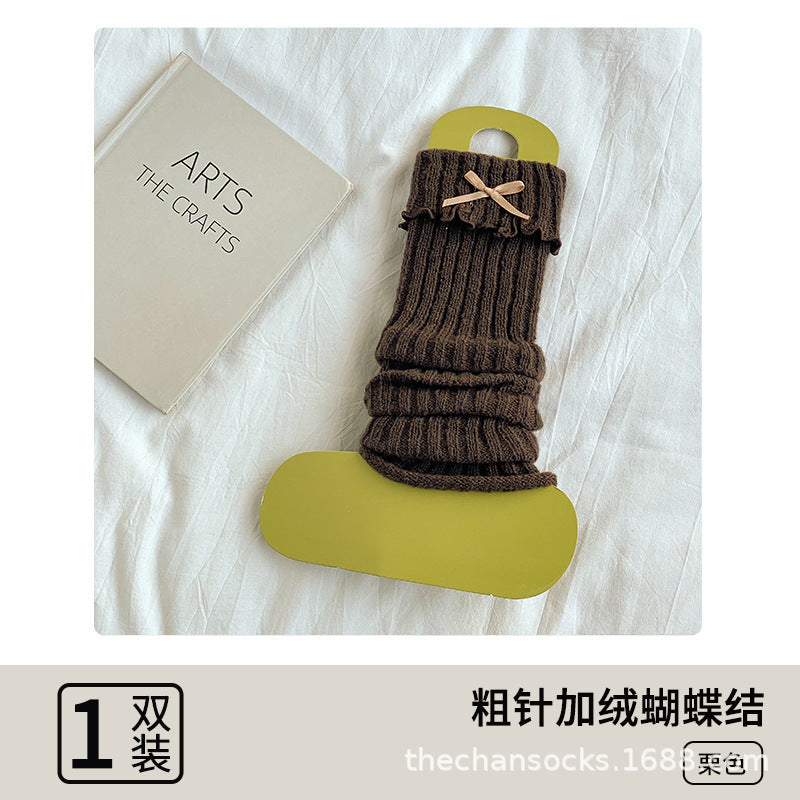 Cozy Ruffled Bow Slouch Socks for Women | Warm Winter JK Socks