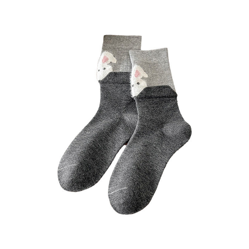 Cozy Cotton Cartoon Crew Socks for Women | Warm Winter Everyday Socks