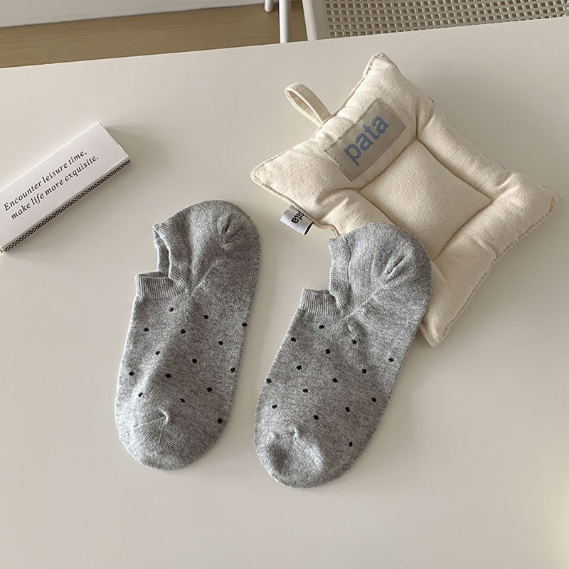 Cute Polka Dot No-Show Socks | Soft Cotton Non-Slip Women's Socks
