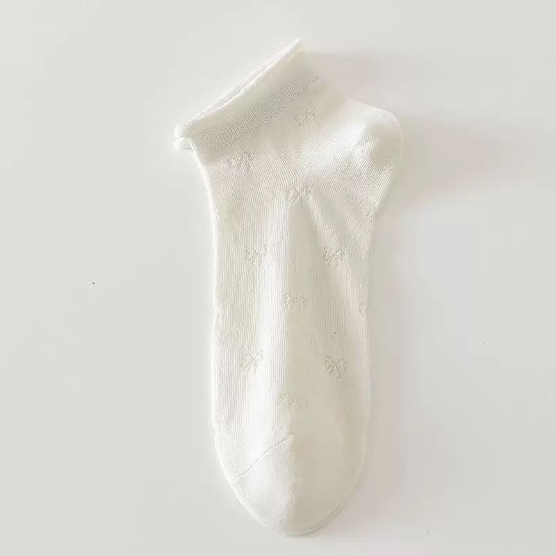 Feminine Bow Ankle Socks | Combed Cotton Women's Socks