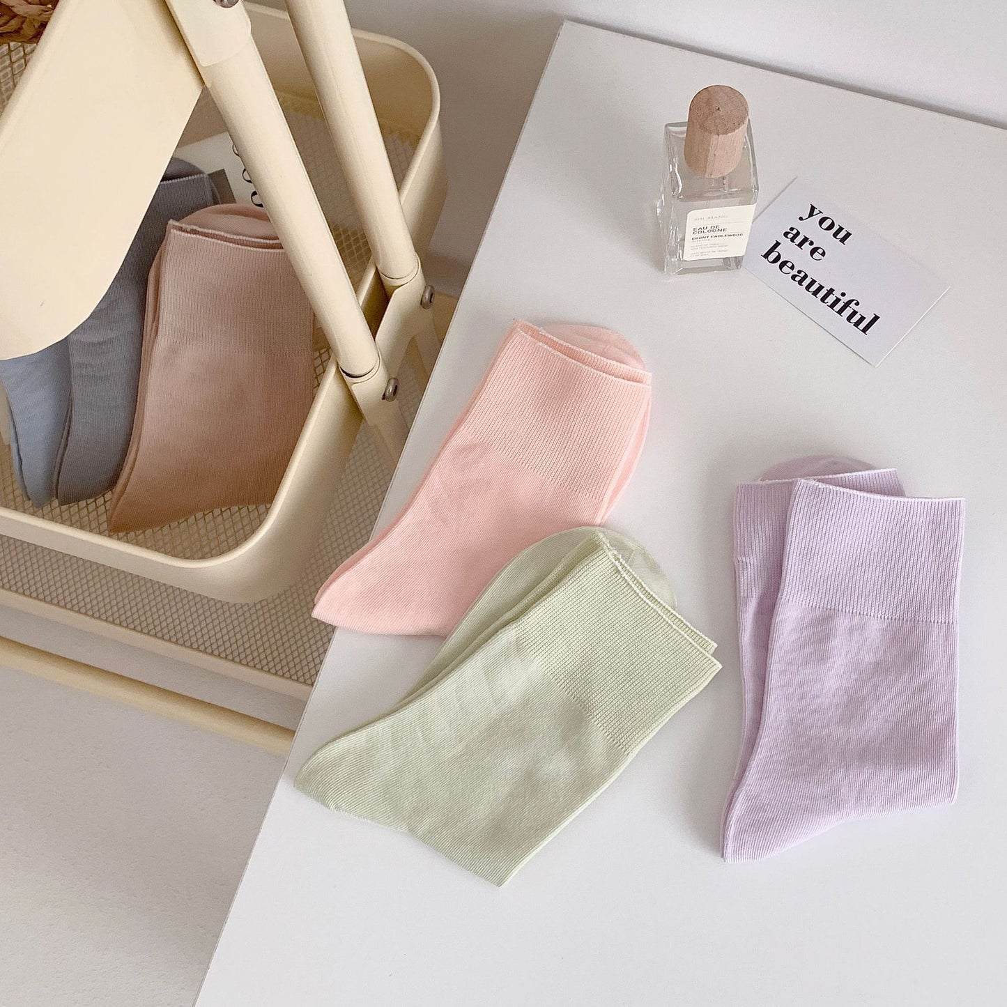 Seamless Cotton Crew Socks for Women | Loose Top Everyday Socks