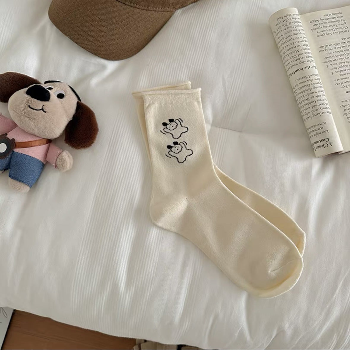 Cozy Cotton Crew Socks | Cute Puppy Winter Socks for Women