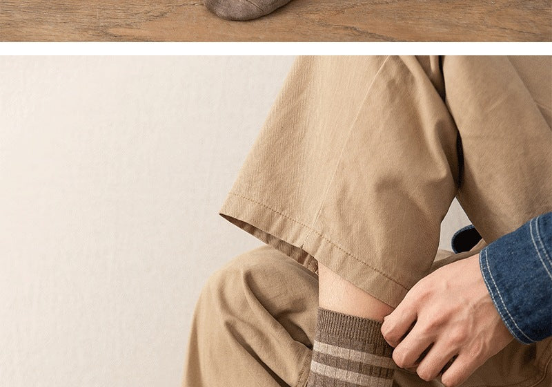 Men's Striped Cotton Crew Socks | Breathable All-Season Everyday