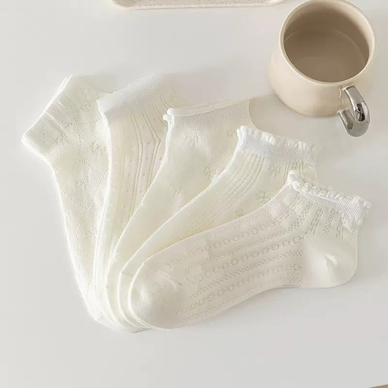 Feminine Bow Ankle Socks | Combed Cotton Women's Socks