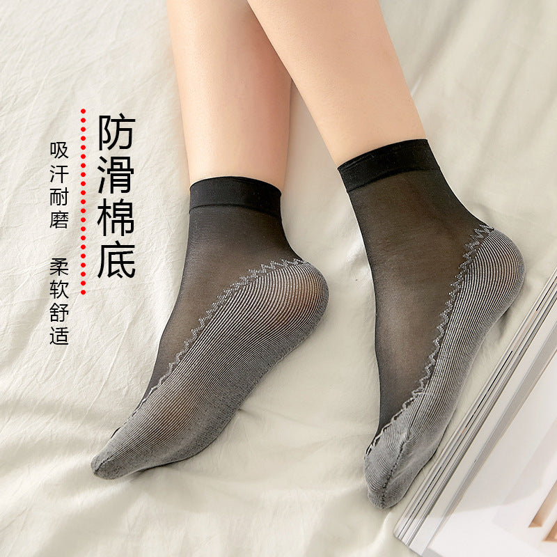 Cotton Sole Sheer Dress Socks | Non-Slip Snag Resistant Women's Socks