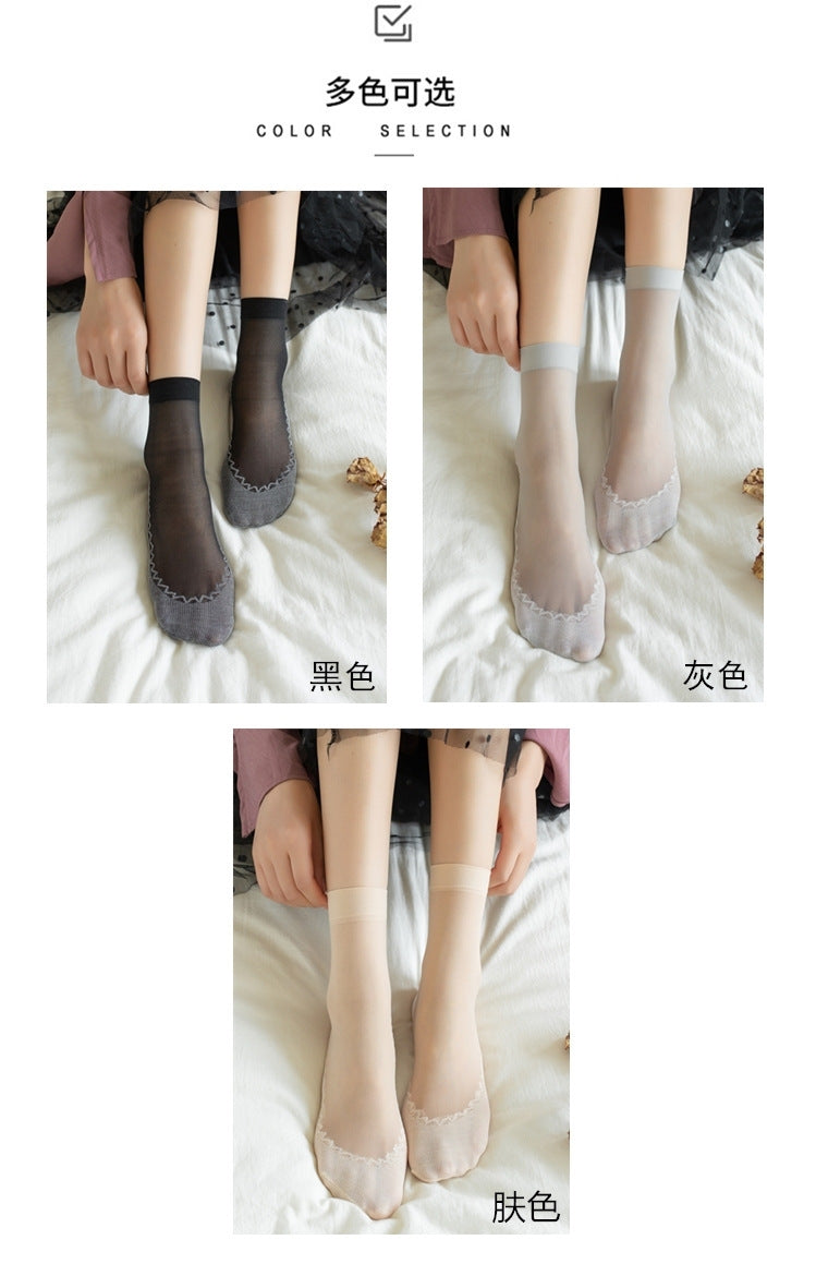 Cotton Sole Sheer Dress Socks | Non-Slip Snag Resistant Women's Socks