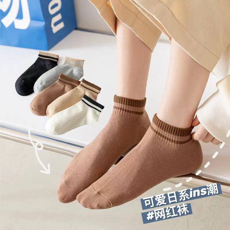 Striped Ankle Socks for Women | Breathable Cotton Casual Summer Socks