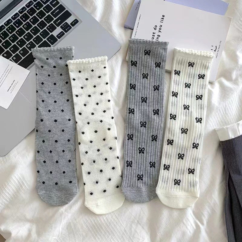 Women's Patterned Mesh Crew Slouch Socks | Balletcore Summer Socks