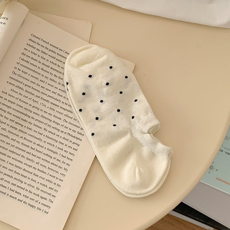 Polka Dot No Show Socks for Women | Breathable Cotton Low Cut