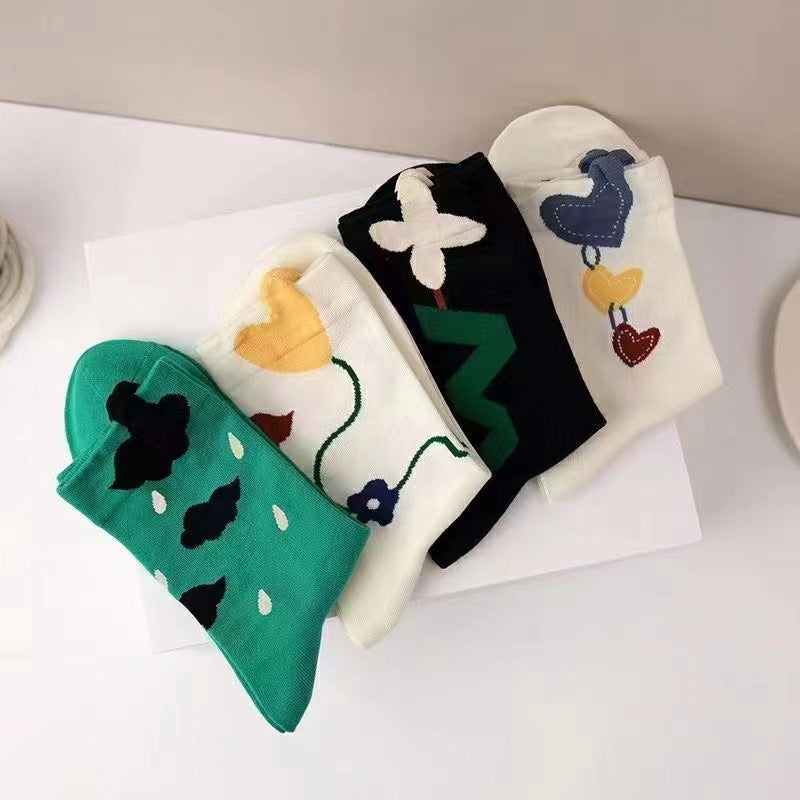 Cute Novelty Crew Socks for Women | Trendy Patterned Cotton Socks