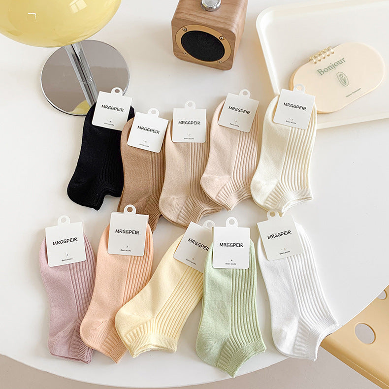 Solid Cotton Ankle Socks for Women | Breathable Everyday Short Socks
