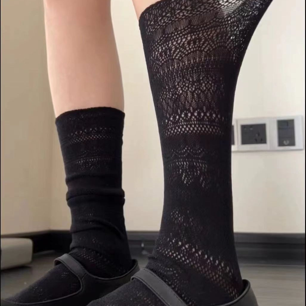 Lace Mesh Slouch Crew Socks | Breathable Summer Socks for Women