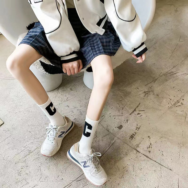 Trendy C Logo Crew Socks for Women | Soft Everyday Casual Socks
