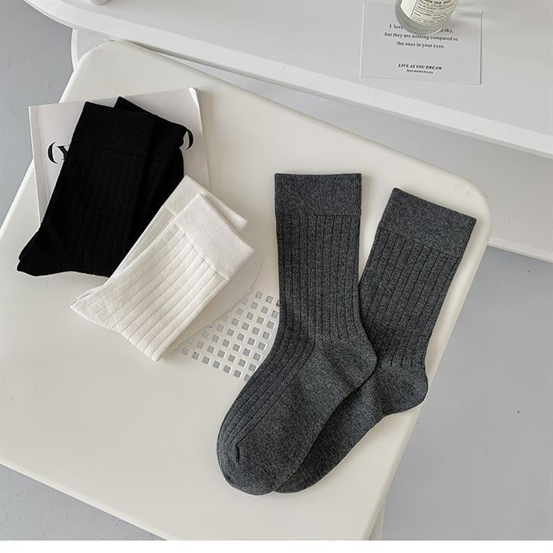 Ribbed Cotton Crew Socks for Women | Breathable Everyday Socks