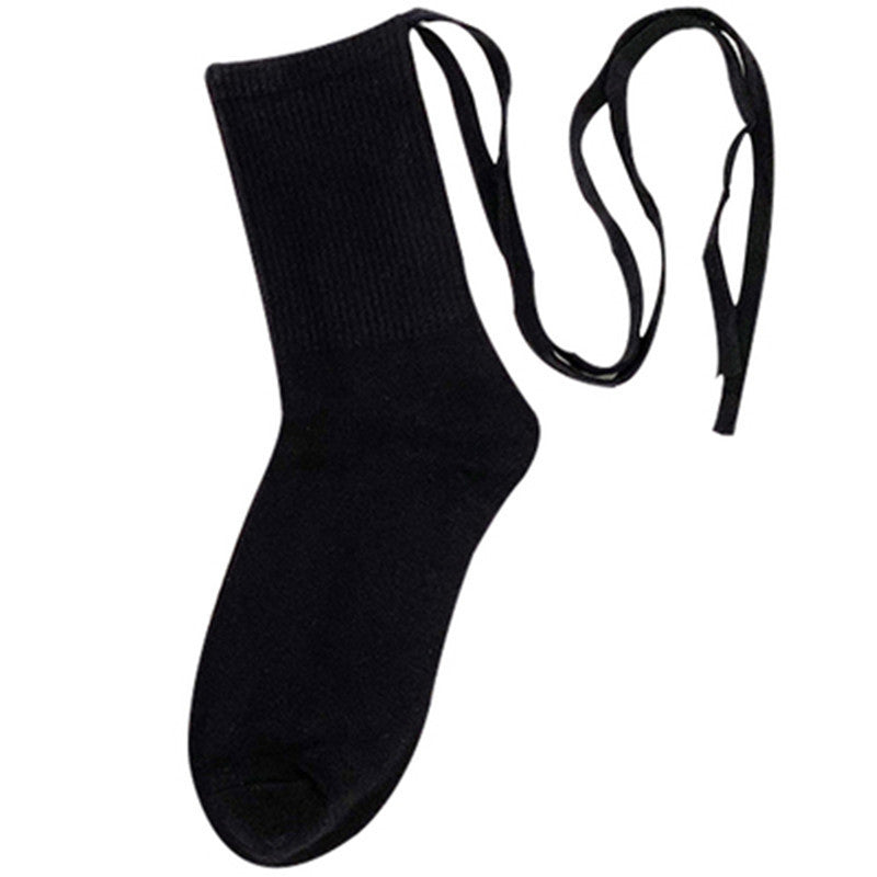Crisscross Strappy Crew Socks | Trendy Cotton Socks for Women