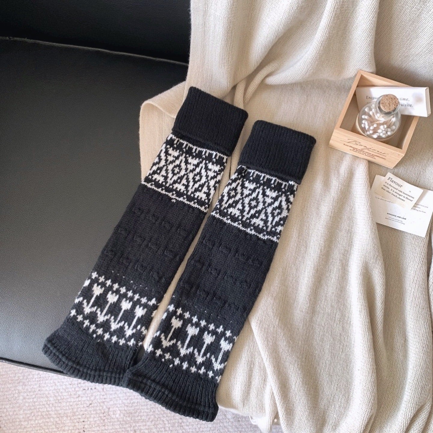 Fair Isle Knit Slouch Leg Warmers | Cozy Socks for Women