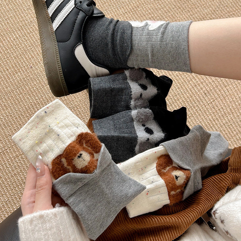 Cozy Cotton Cartoon Crew Socks for Women | Warm Winter Everyday Socks