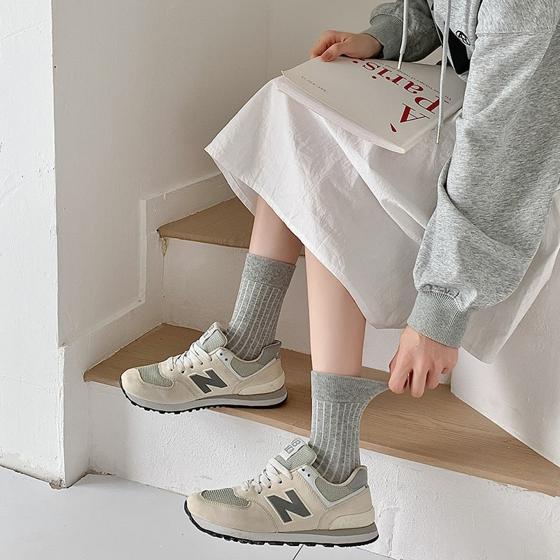 Ribbed Cotton Crew Socks for Women | Breathable Everyday Socks