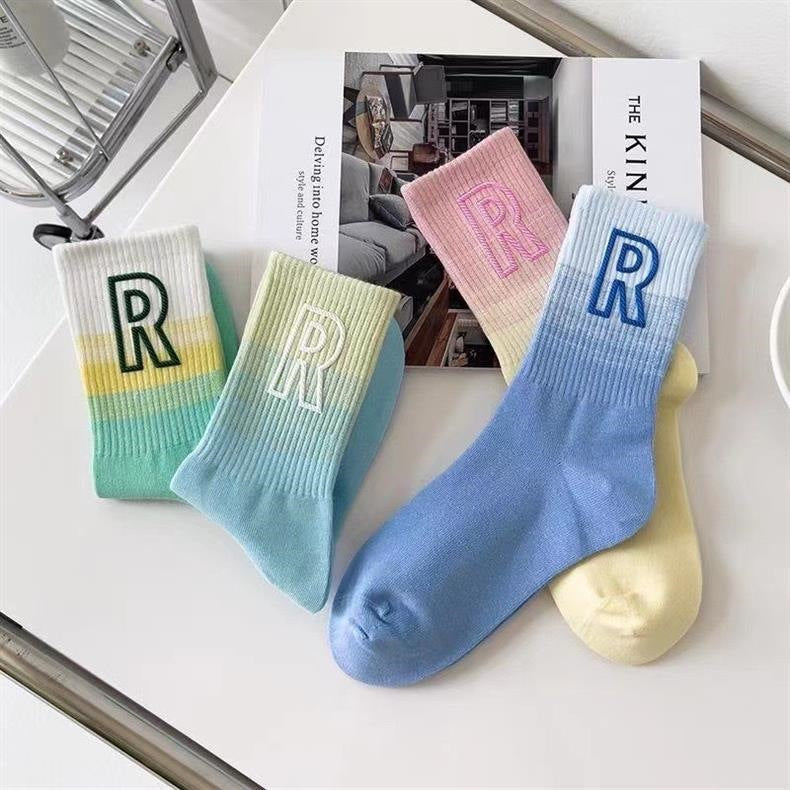 Gradient R Logo Crew Socks | Breathable Athletic Socks for Women