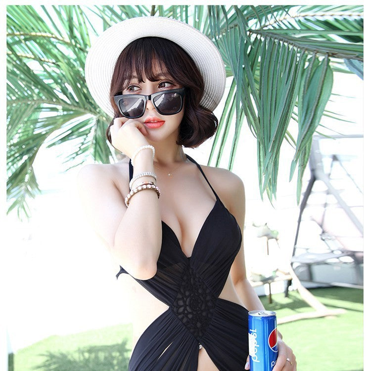 Sexy Halter Cutout One-Piece Swimsuit | Tummy Control Swimwear