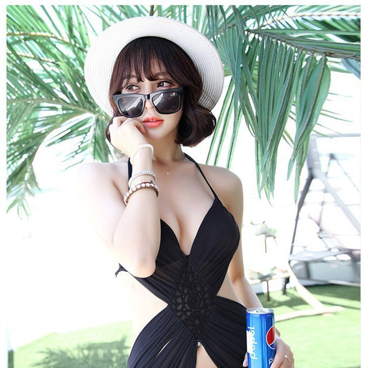 Sexy Halter Cutout One-Piece Swimsuit | Tummy Control Swimwear