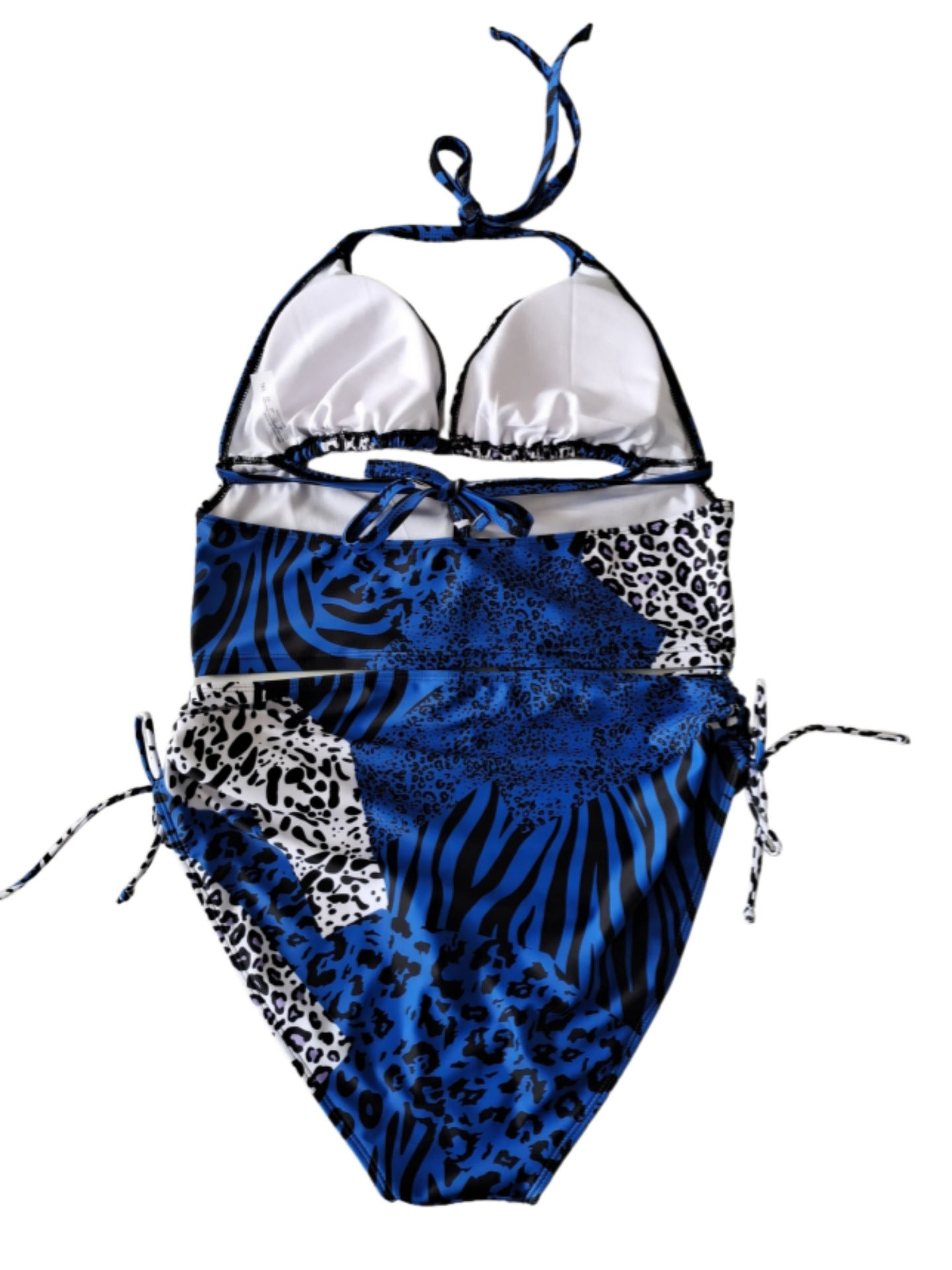 Plus Size Mixed Print Halter Bikini | Women's Blue Beach Swimwear