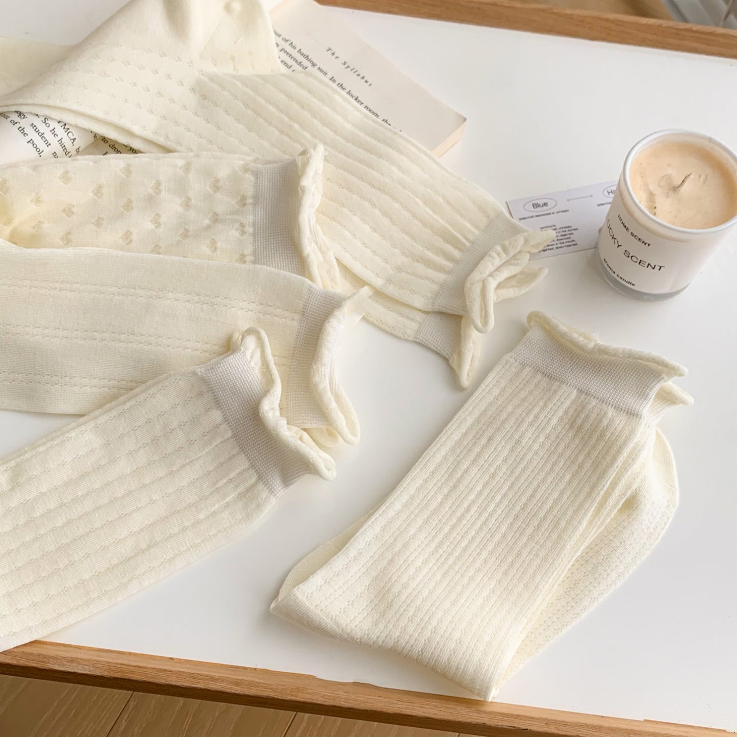 Sheer Cotton Crew Socks | Thin Summer Mid-Calf for Women