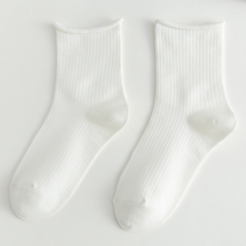 White Ruffled Crew Socks | Cute JK Style Cotton Women's Socks