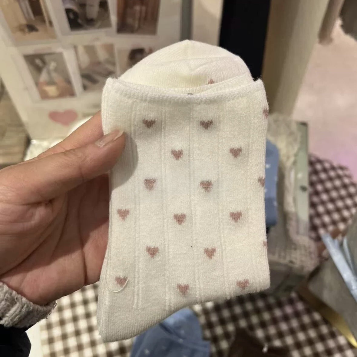 Cute Heart Print Ankle Socks for Women | Soft Cotton Everyday Socks
