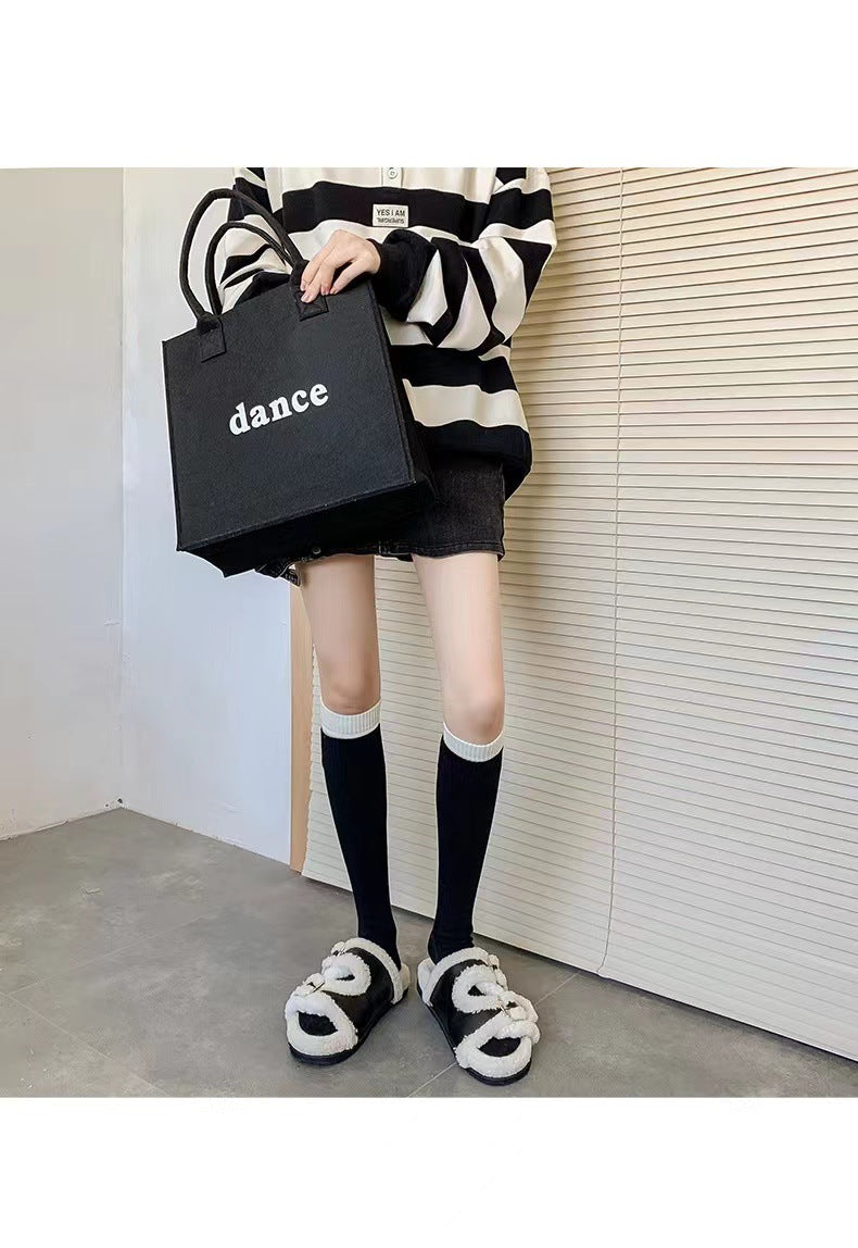 Two-Tone Double Cuff Calf Socks for Women | Slouch Knee High Socks