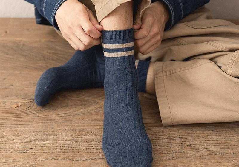 Men's Striped Cotton Crew Socks | Breathable All-Season Everyday